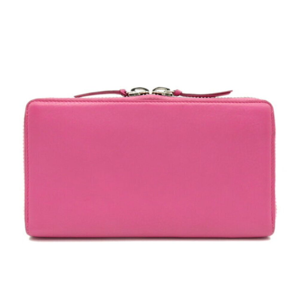 Balenciaga Pink Round Leather Long Wallet Paper